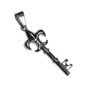 Inox Women's Stainless Steel Fleur de Lis Key Pendant